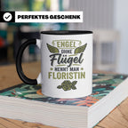 Floristin Tasse mit Spruch Engel ohne Flügel, Geschenk für G – Schwarz [farbe:schwarz]