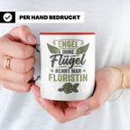 Floristin Tasse mit Spruch Engel ohne Flügel, Geschenk für G – Rot [farbe:rot]