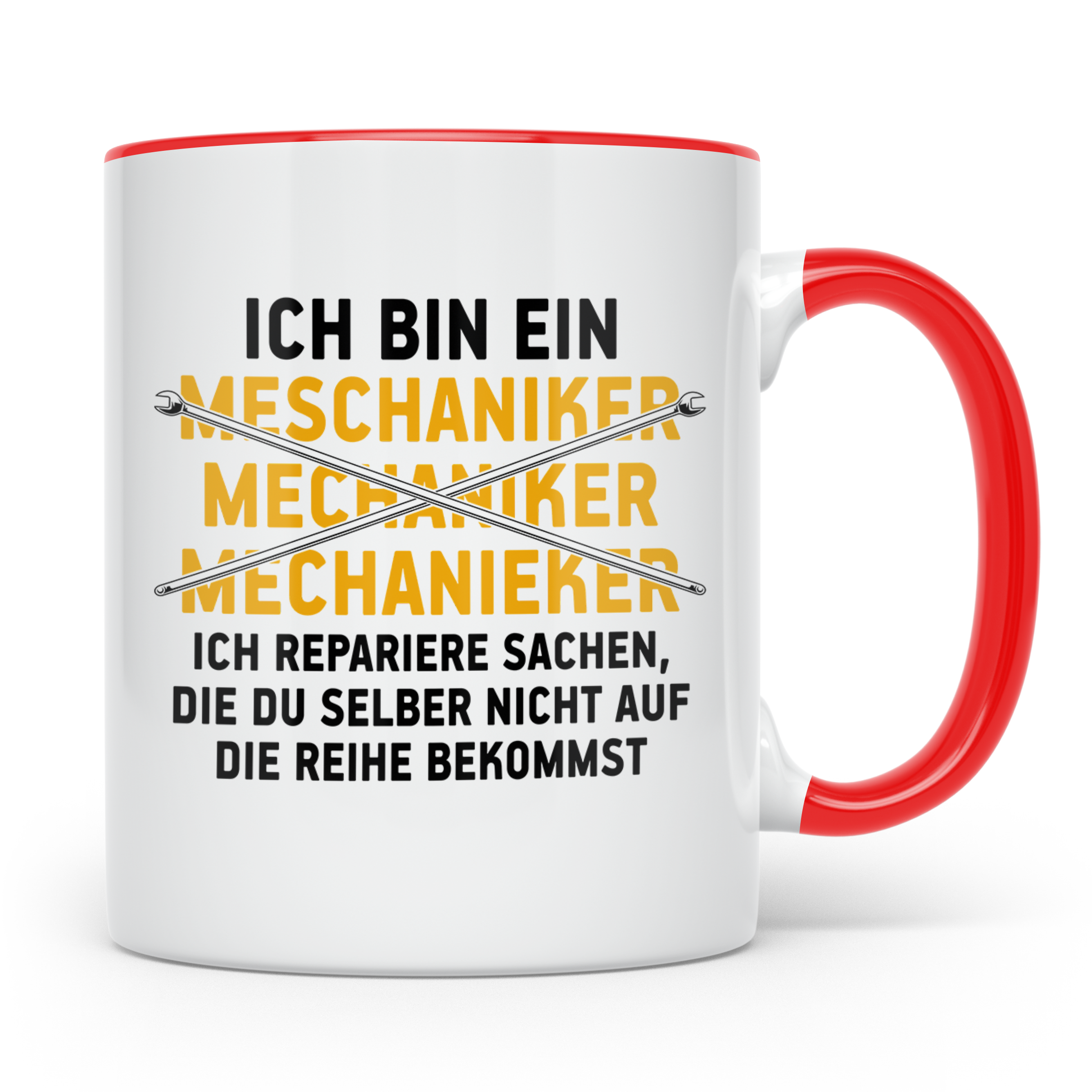 Mechaniker Tasse - Richtige Schreibweise KFZ Schrauber Werks – Rot [farbe:rot]
