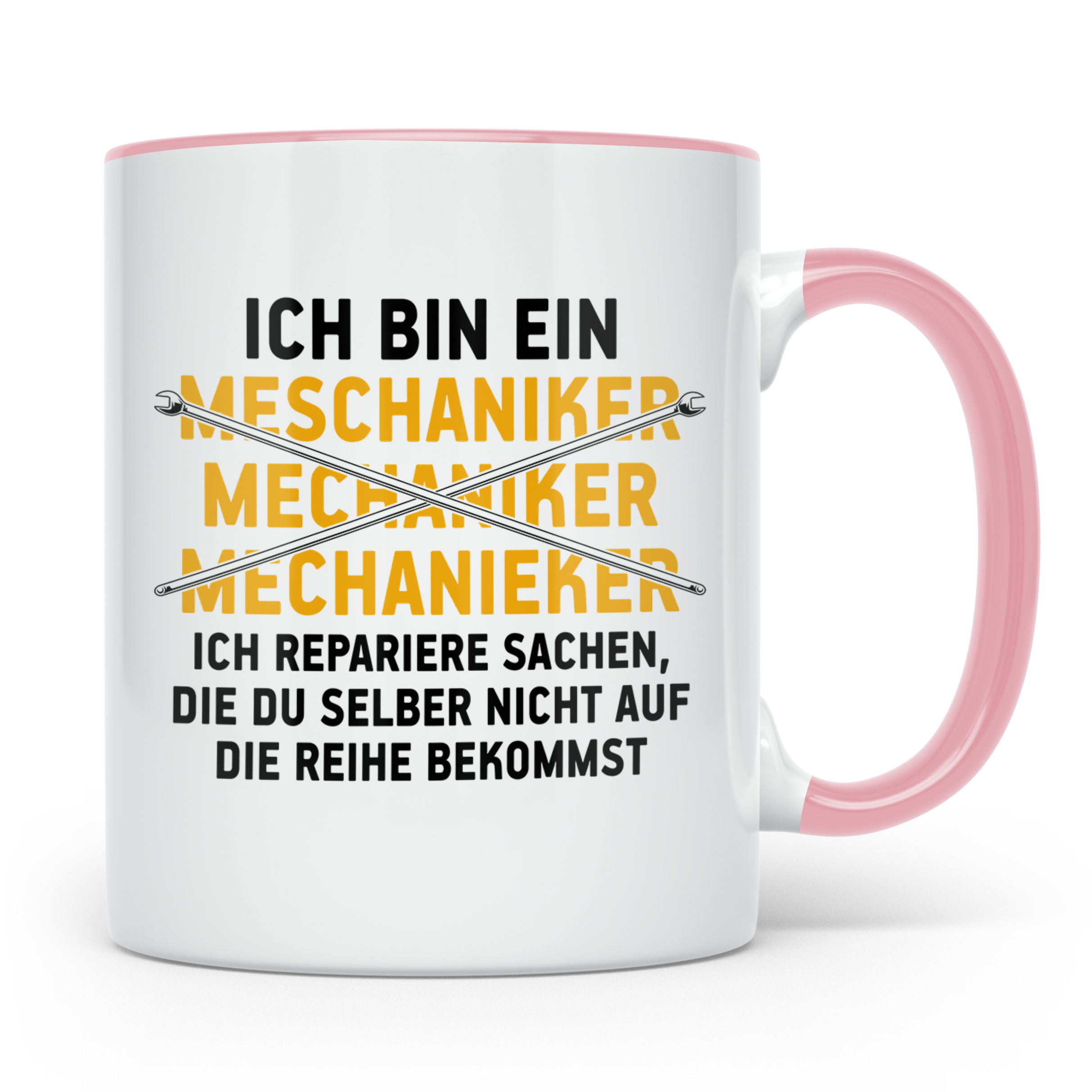 Mechaniker Tasse - Richtige Schreibweise KFZ Schrauber Werks – Rosa [farbe:rosa]