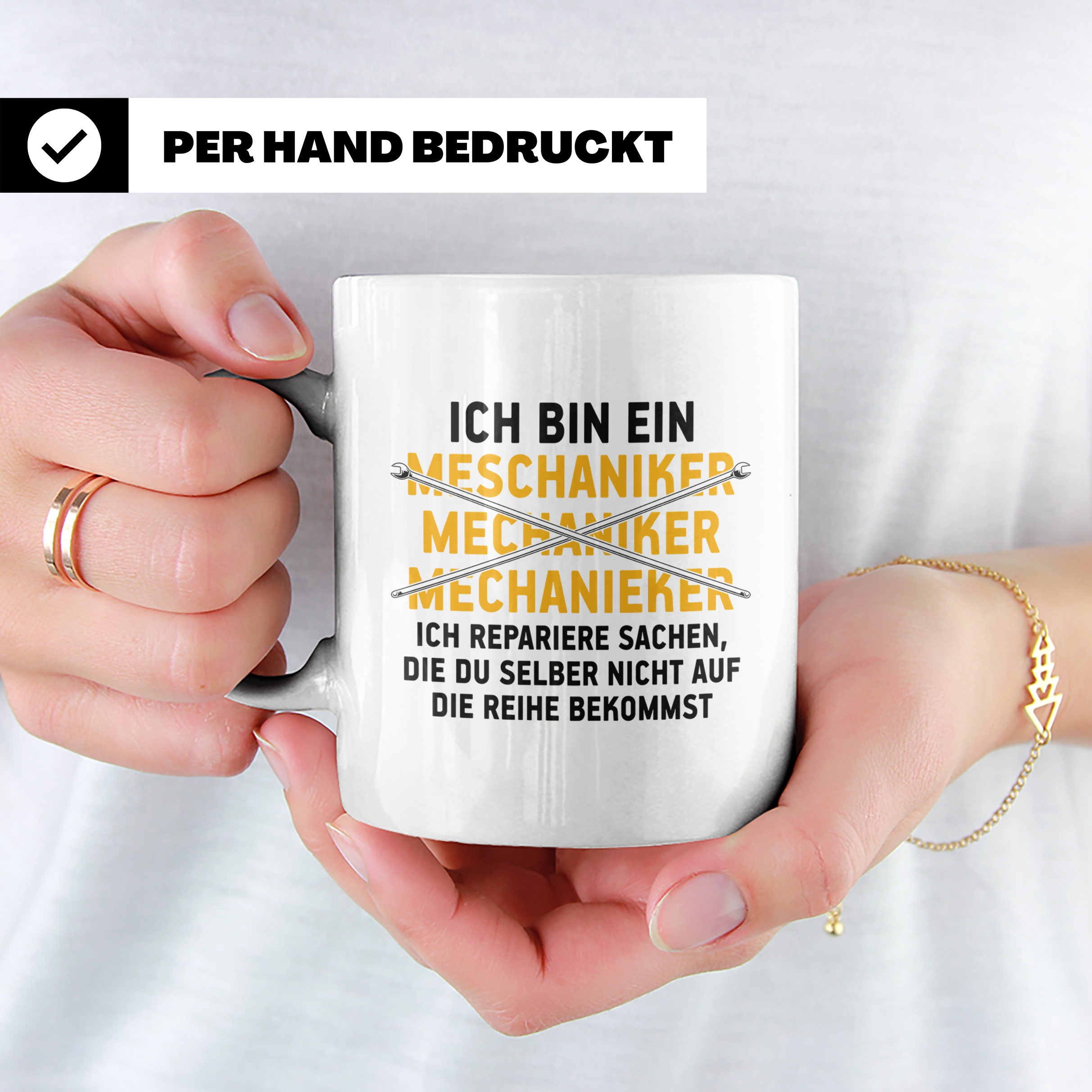 Mechaniker Tasse - Richtige Schreibweise KFZ Schrauber Werks – Weiß [farbe:weiß]