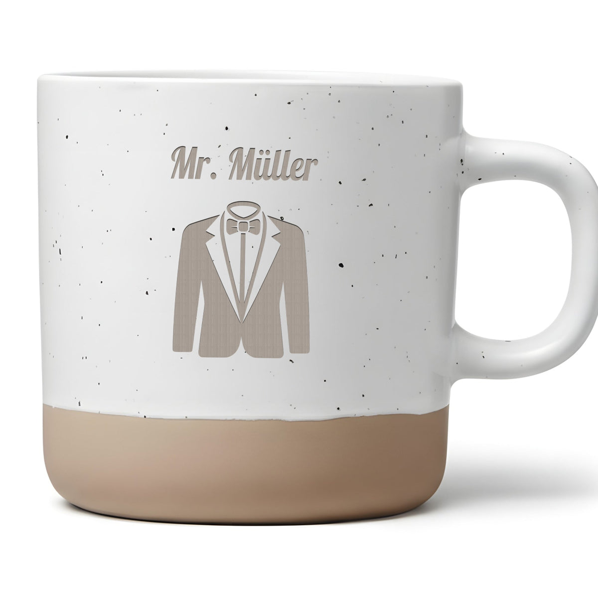 Personalisierte Tasse Mr. mit Wunschname, Bräutigam Kaffeetasse Sakko Design, Hochzeitsgeschenk für Männer, Becher JGA Bräutigam
