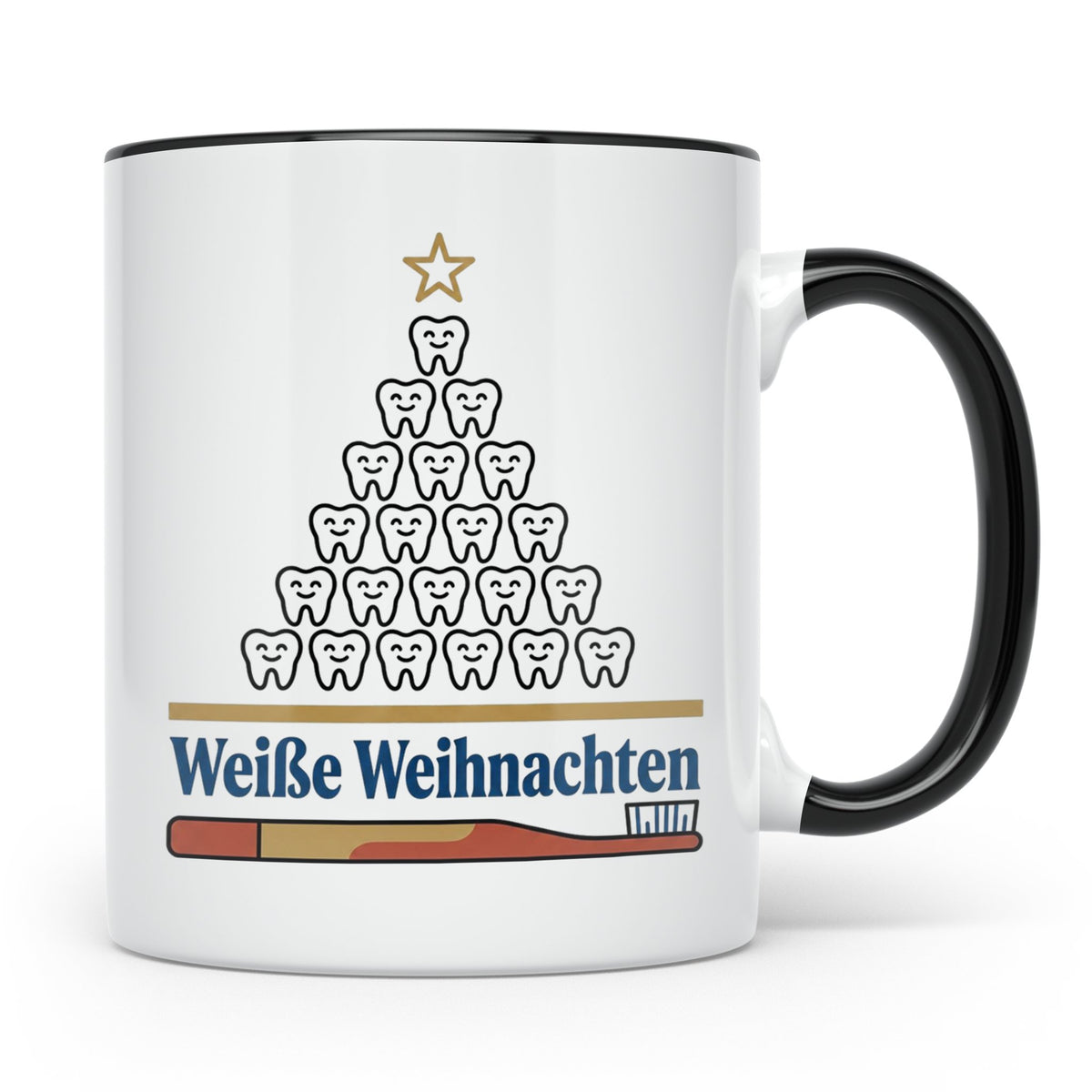 Zahnarzt Tasse Weiße Weihnachten lustig Geschenk für Zahnarz – Schwarz [farbe:schwarz]