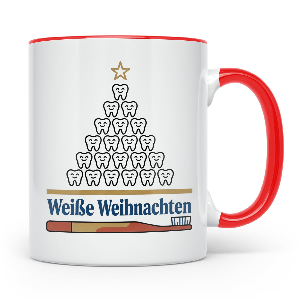 Zahnarzt Tasse Weiße Weihnachten lustig Geschenk für Zahnarz – Rot [farbe:rot]