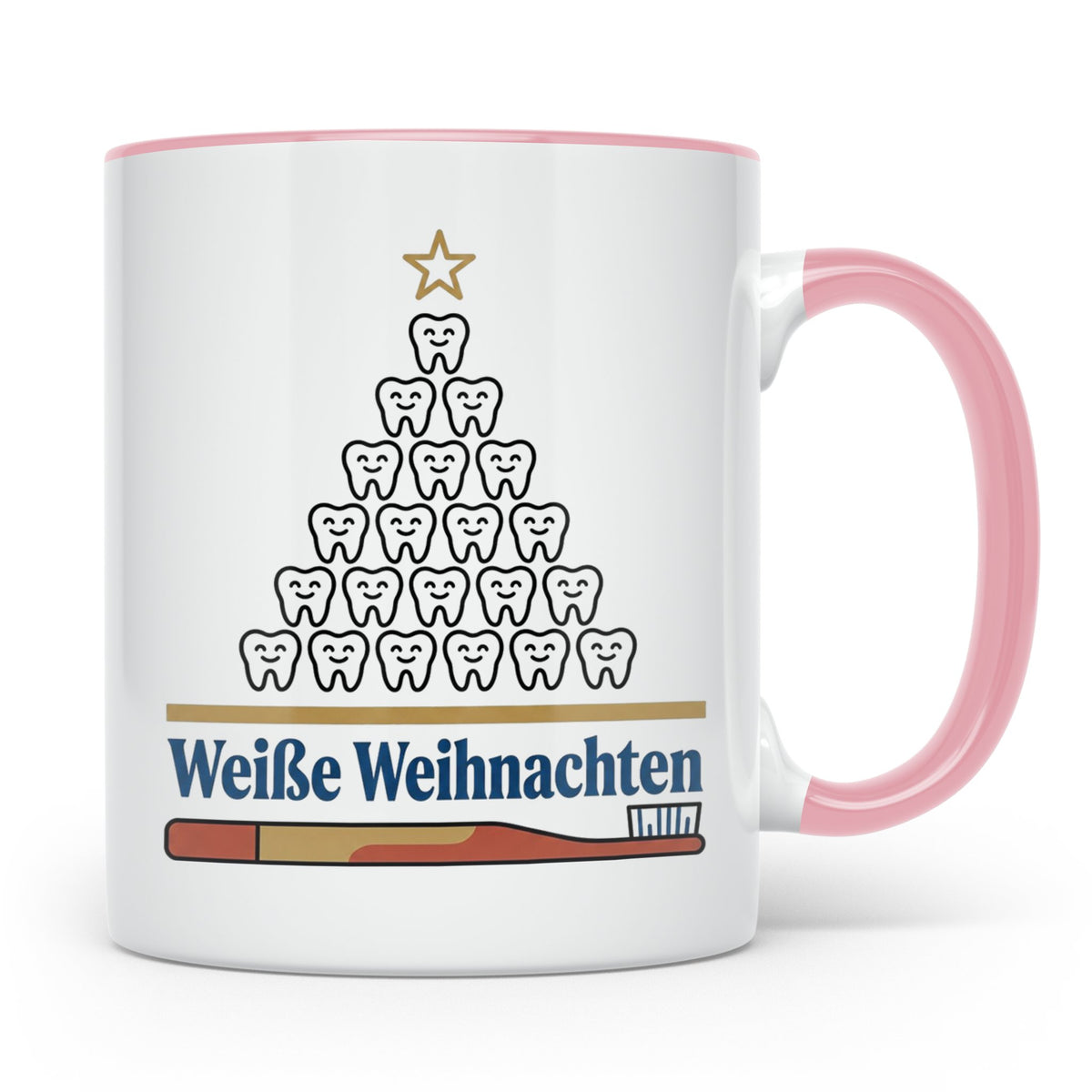Zahnarzt Tasse Weiße Weihnachten lustig Geschenk für Zahnarz – Rosa [farbe:rosa]