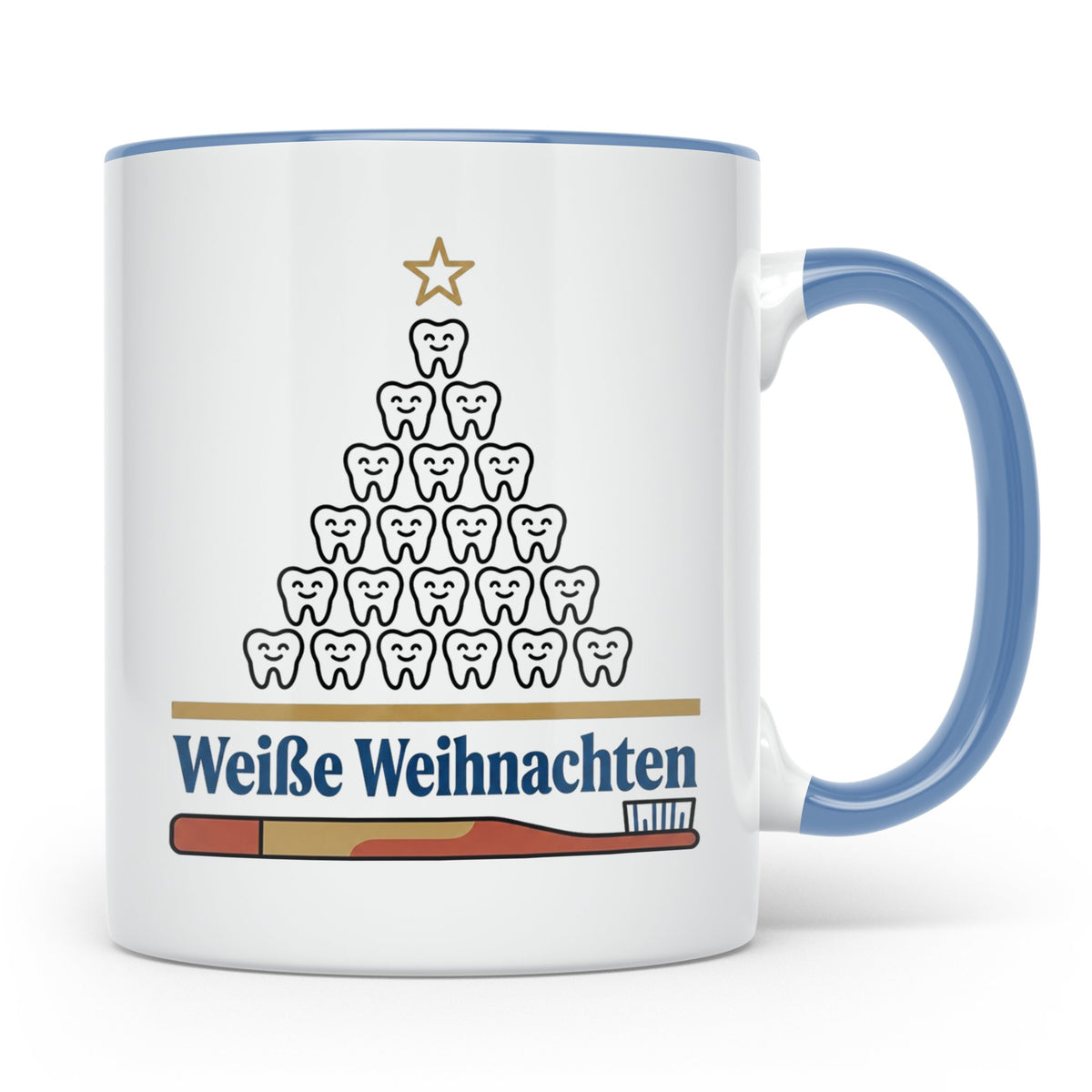 Zahnarzt Tasse Weiße Weihnachten lustig Geschenk für Zahnarz – Blau [farbe:blau]