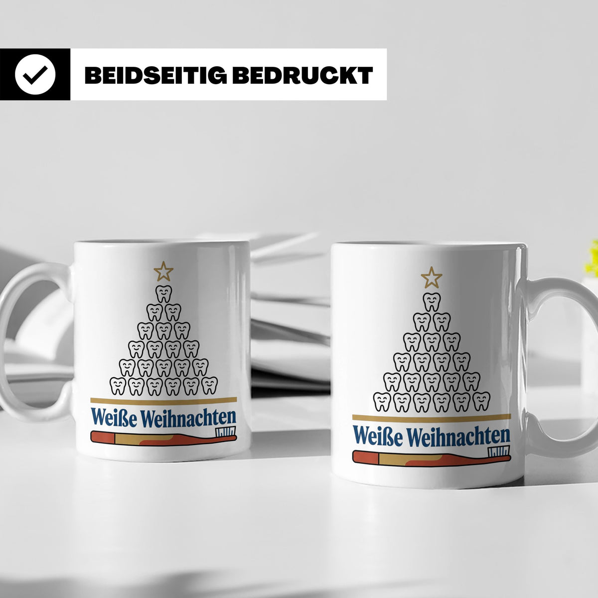 Zahnarzt Tasse Weiße Weihnachten lustig Geschenk für Zahnarz – Weiß [farbe:weiß]