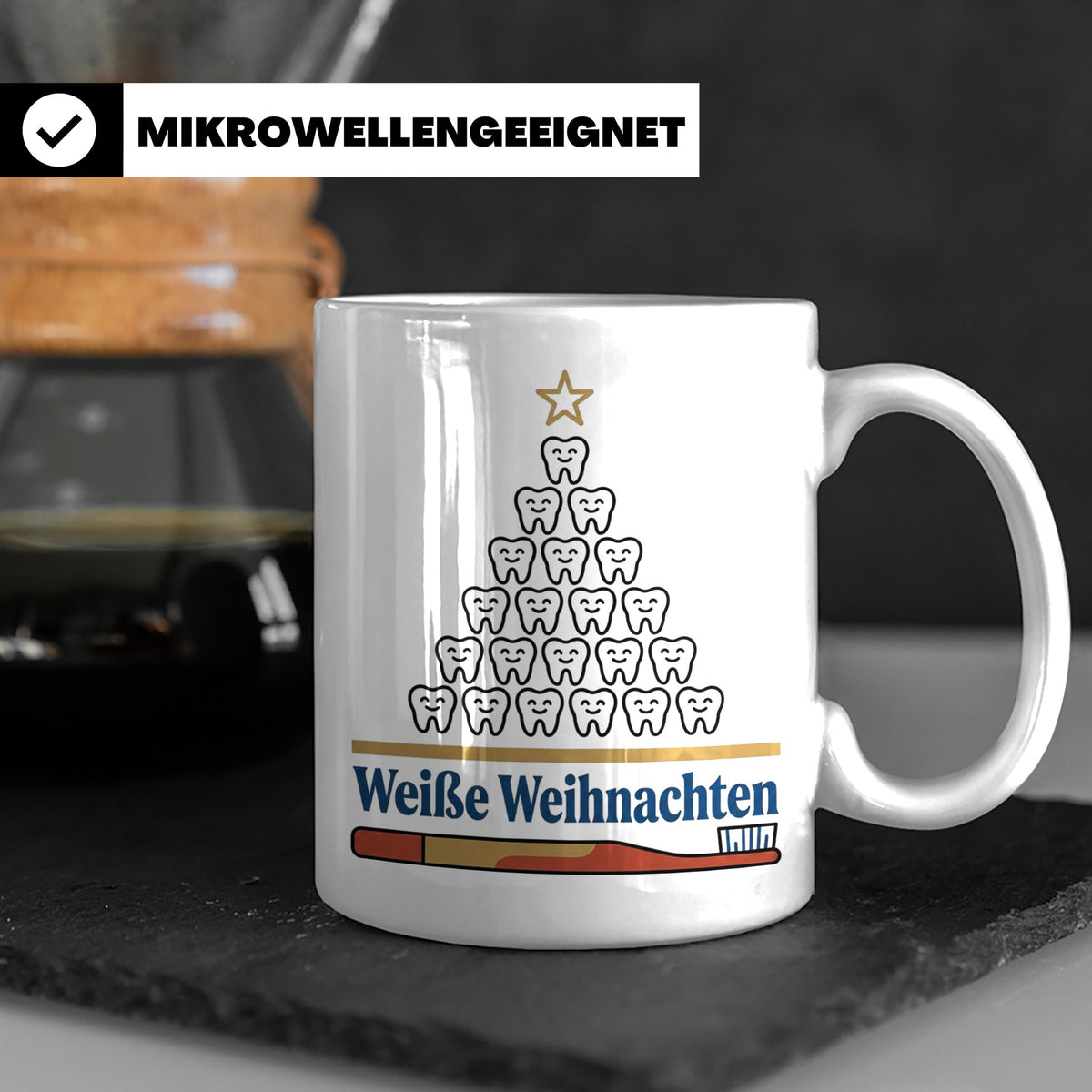 Zahnarzt Tasse Weiße Weihnachten lustig Geschenk für Zahnarz – Weiß [farbe:weiß]
