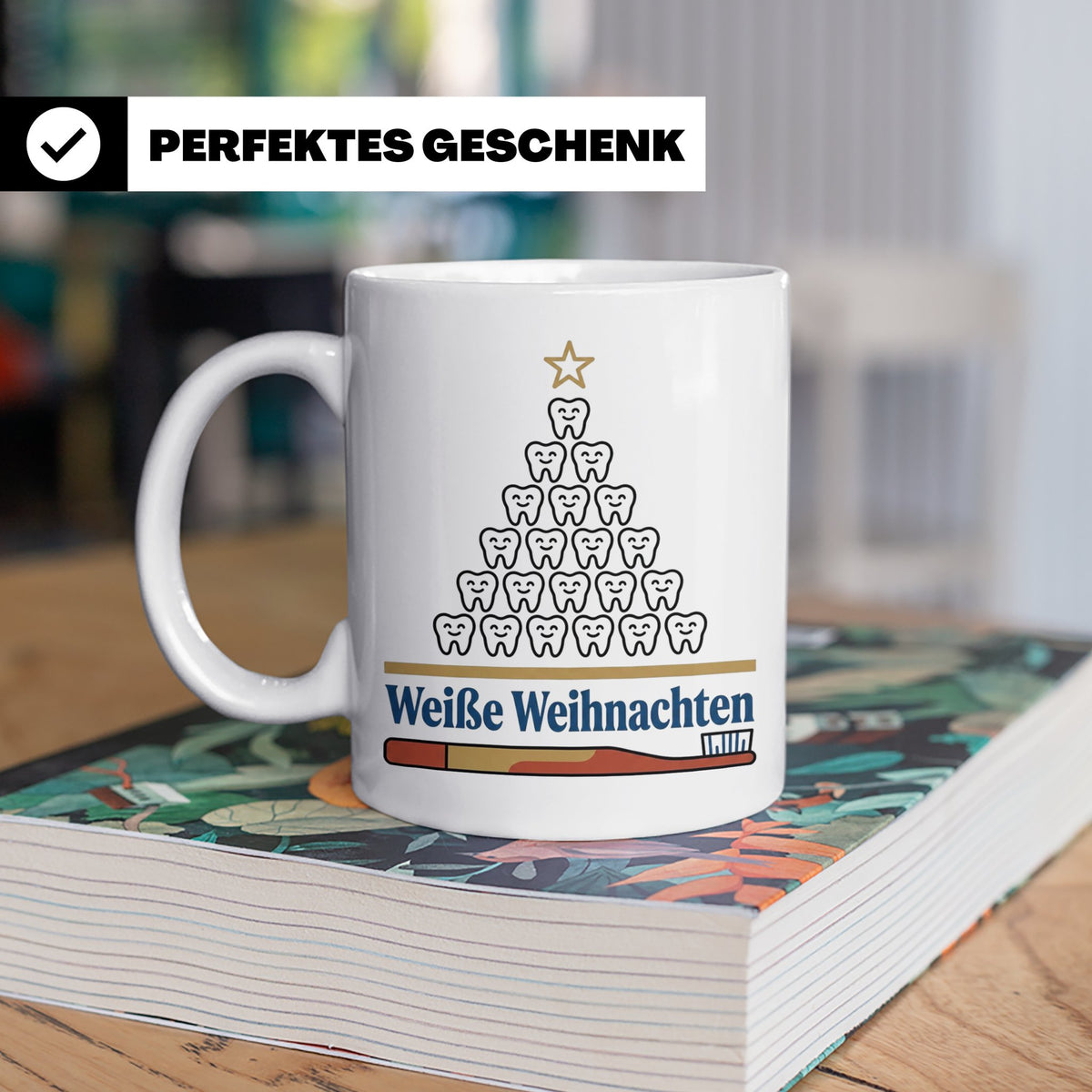 Zahnarzt Tasse Weiße Weihnachten lustig Geschenk für Zahnarz – Weiß [farbe:weiß]