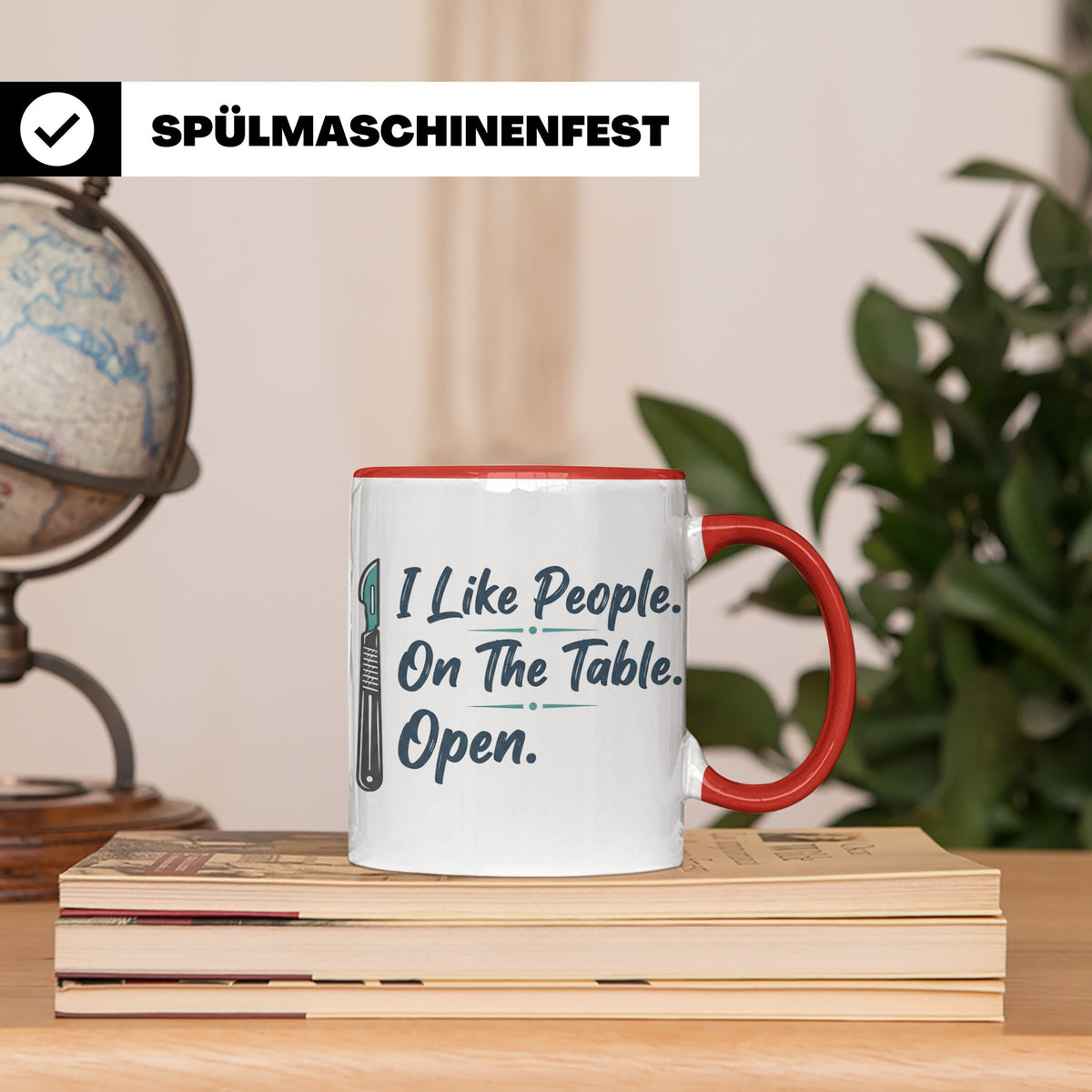 Chirurg Tasse Lustig | I Like People Open Spruch Kaffeebeche – Rot [farbe:rot]