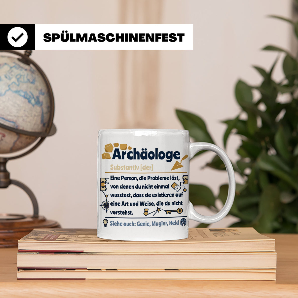 Archäologe Tasse mit lustiger Definition, Geschenk für Archä – Weiß [farbe:weiß]