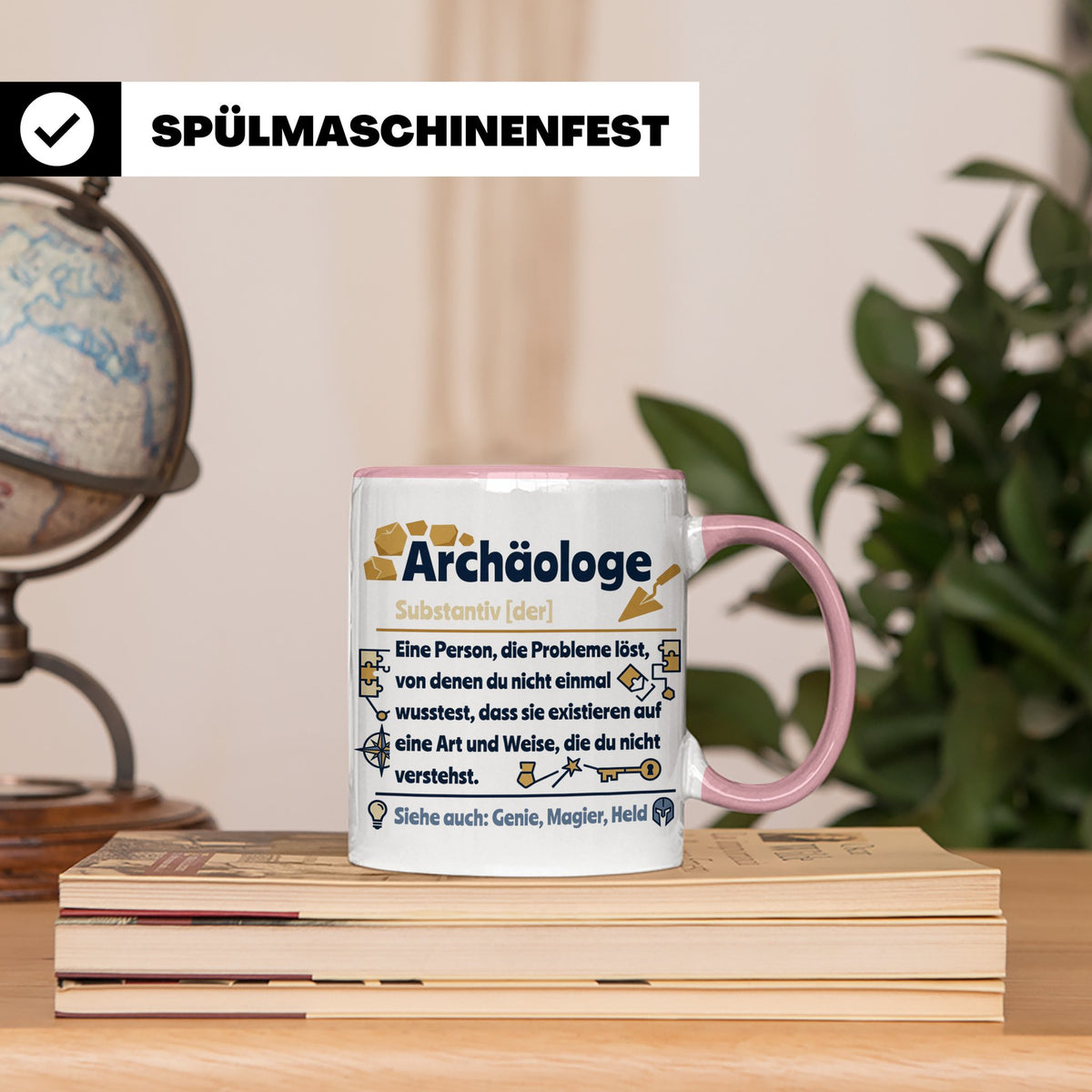 Archäologe Tasse mit lustiger Definition, Geschenk für Archä – Rosa [farbe:rosa]