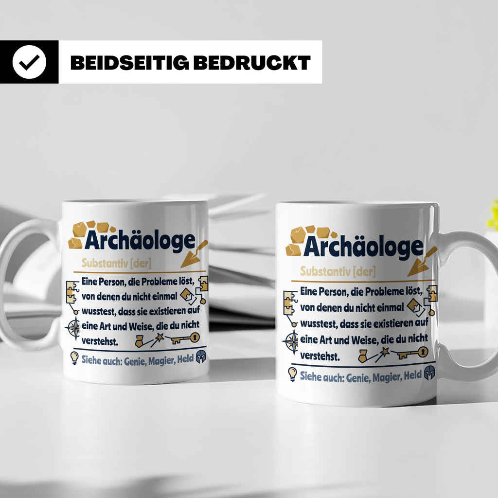 Archäologe Tasse mit lustiger Definition, Geschenk für Archä – Weiß [farbe:weiß]