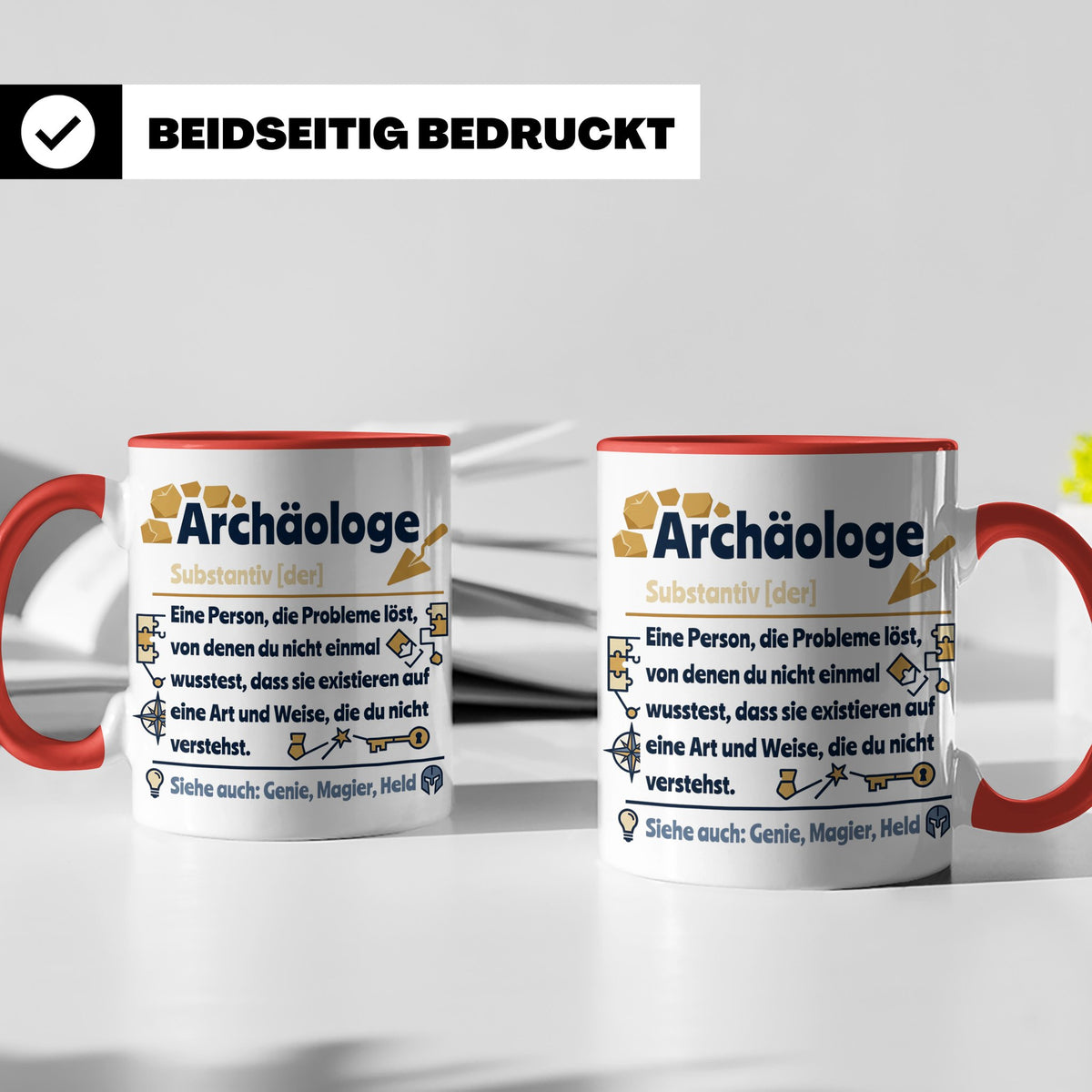 Archäologe Tasse mit lustiger Definition, Geschenk für Archä – Rot [farbe:rot]