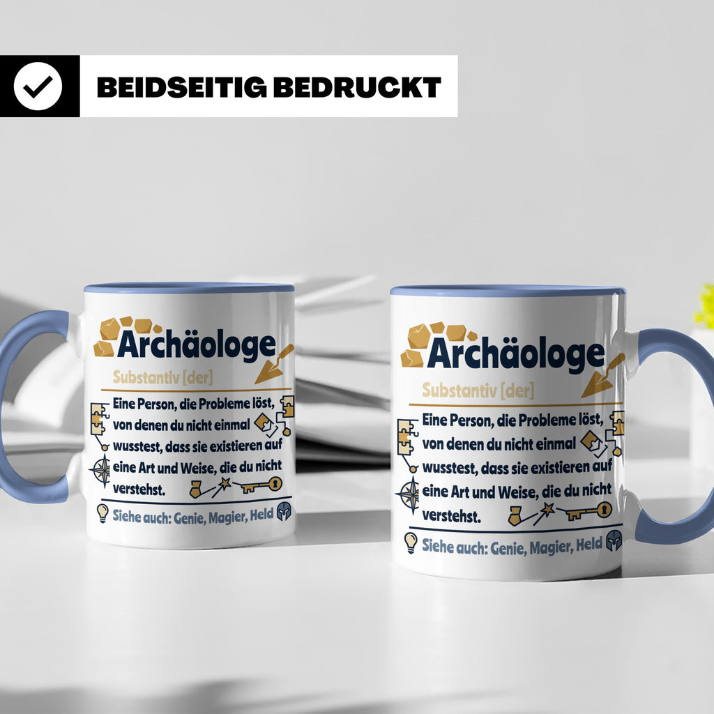 Archäologe Tasse mit lustiger Definition, Geschenk für Archä – Blau [farbe:blau]