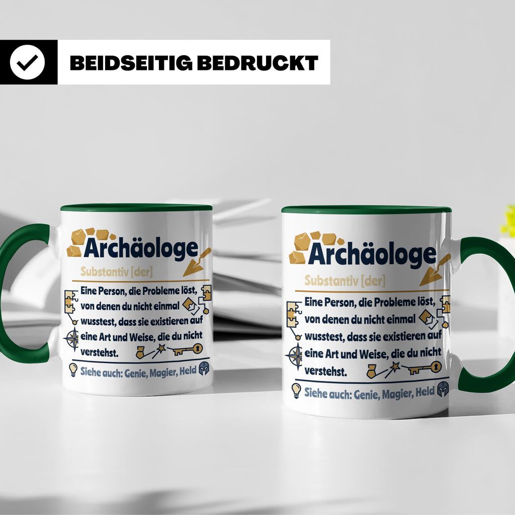 Archäologe Tasse mit lustiger Definition, Geschenk für Archä – Grün [farbe:grün]