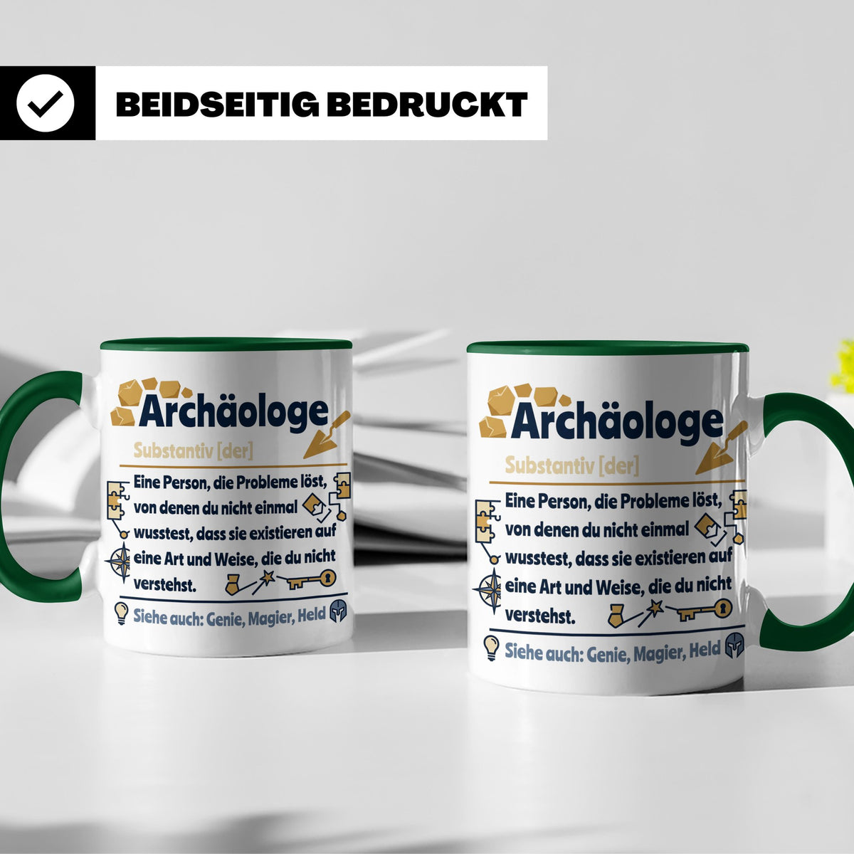 Archäologe Tasse mit lustiger Definition, Geschenk für Archä – Grün [farbe:grün]