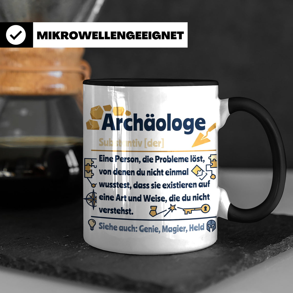 Archäologe Tasse mit lustiger Definition, Geschenk für Archä – Schwarz [farbe:schwarz]
