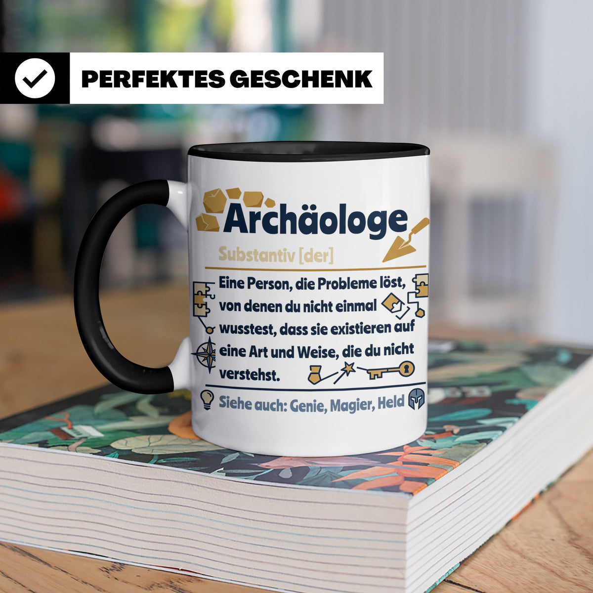 Archäologe Tasse mit lustiger Definition, Geschenk für Archä – Schwarz [farbe:schwarz]
