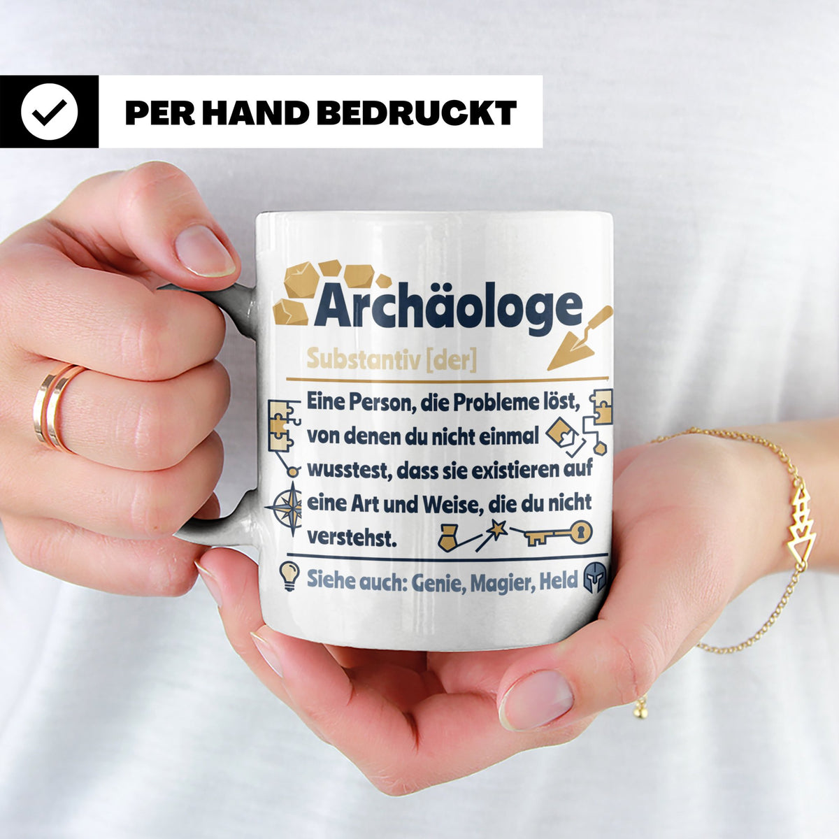 Archäologe Tasse mit lustiger Definition, Geschenk für Archä – Weiß [farbe:weiß]
