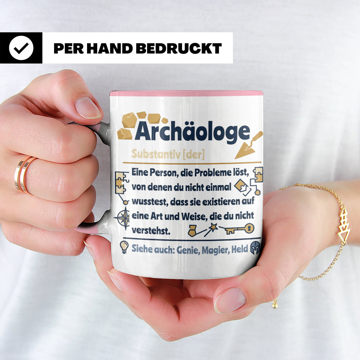 Archäologe Tasse mit lustiger Definition, Geschenk für Archä – Rosa [farbe:rosa]