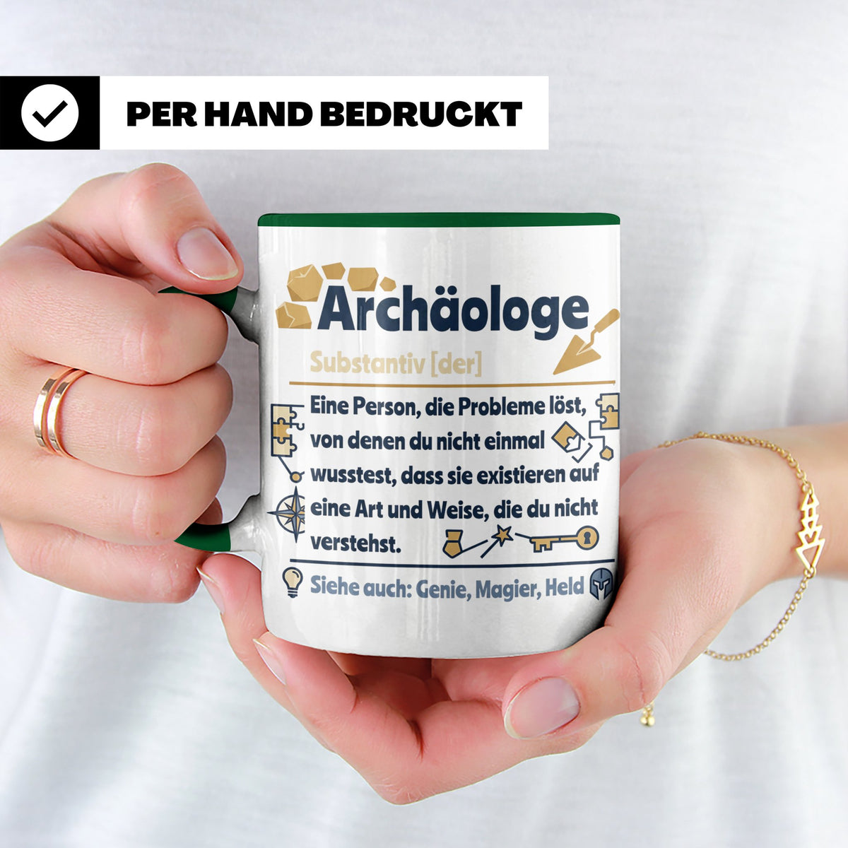 Archäologe Tasse mit lustiger Definition, Geschenk für Archä – Grün [farbe:grün]