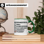 Pflegekraft Tasse mit Spruch Beziehungsstatus Pflegekraft |  – Grün [farbe:grün]