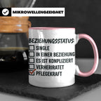 Pflegekraft Tasse mit Spruch Beziehungsstatus Pflegekraft |  – Rosa [farbe:rosa]