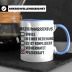 Pflegekraft Tasse mit Spruch Beziehungsstatus Pflegekraft |  – Blau [farbe:blau]