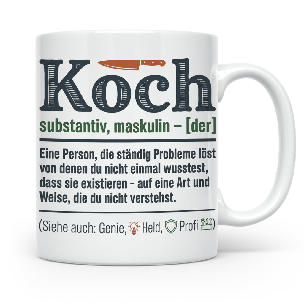 Koch Tasse mit lustiger Definition, Geschenk für Chefkoch, K – Weiß [farbe:weiß]