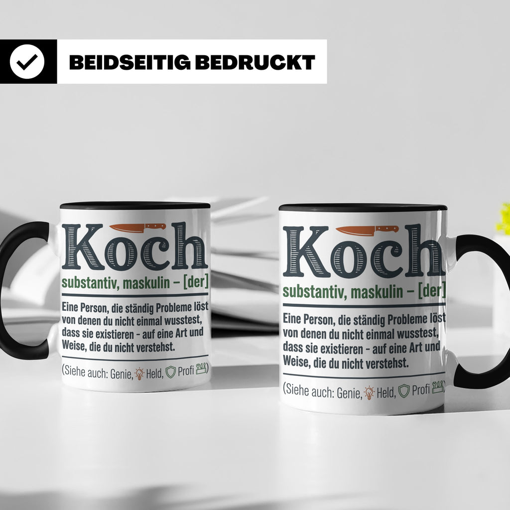 Koch Tasse mit lustiger Definition, Geschenk für Chefkoch, K – Schwarz [farbe:schwarz]