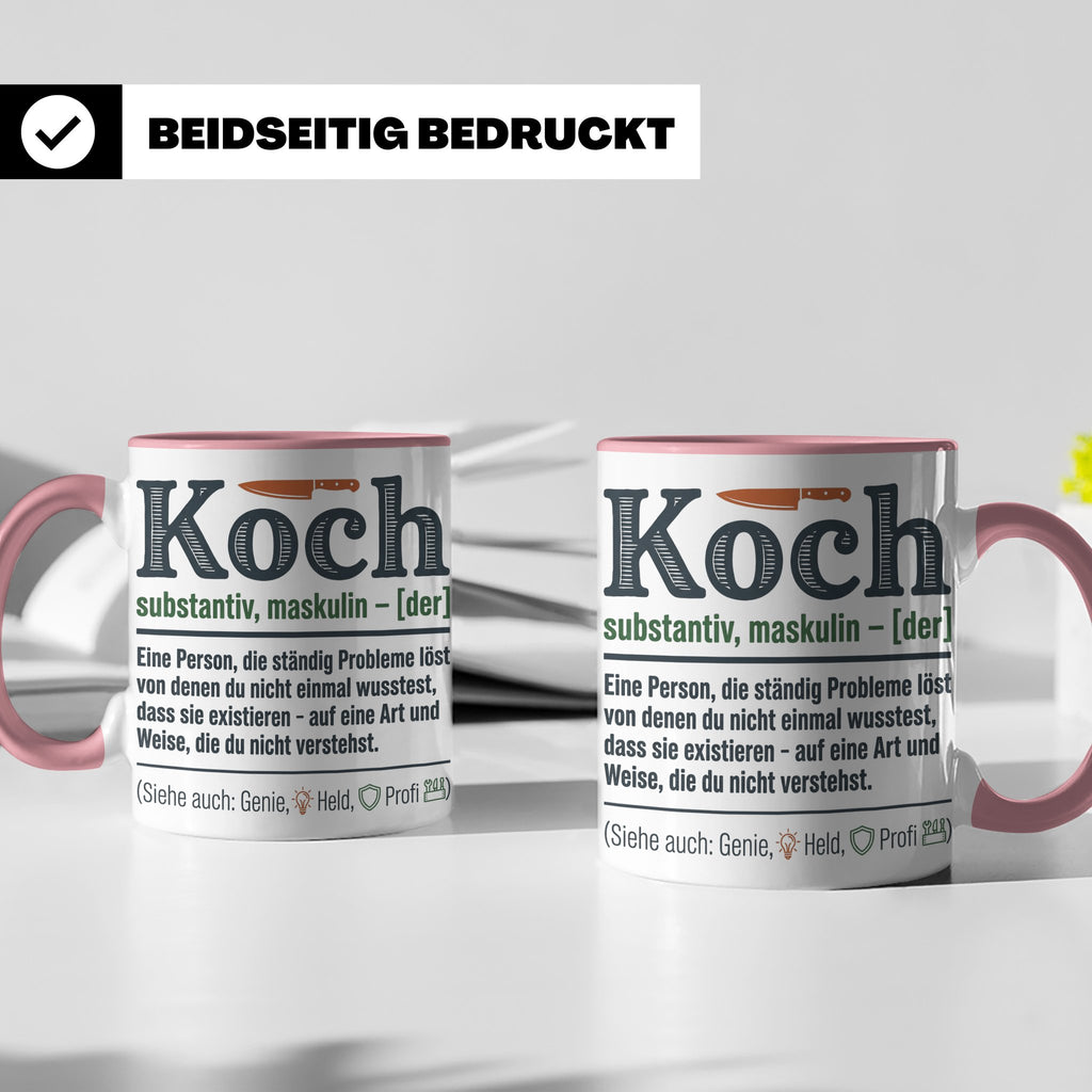 Koch Tasse mit lustiger Definition, Geschenk für Chefkoch, K – Rosa [farbe:rosa]