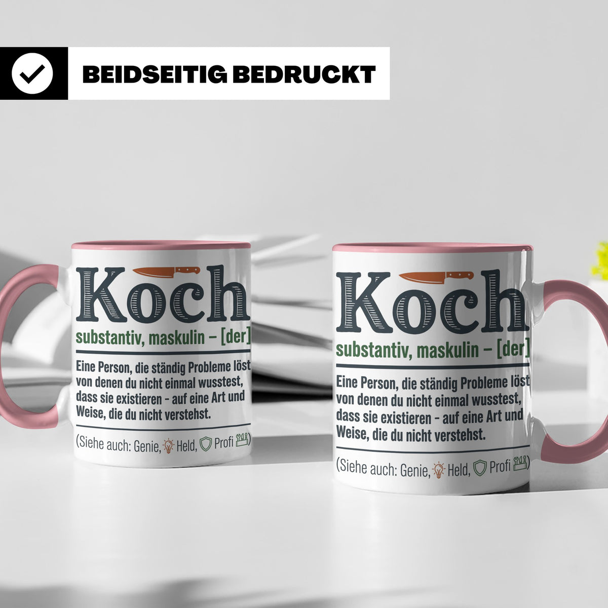 Koch Tasse mit lustiger Definition, Geschenk für Chefkoch, K – Rosa [farbe:rosa]