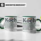 Koch Tasse mit lustiger Definition, Geschenk für Chefkoch, K – Grün [farbe:grün]