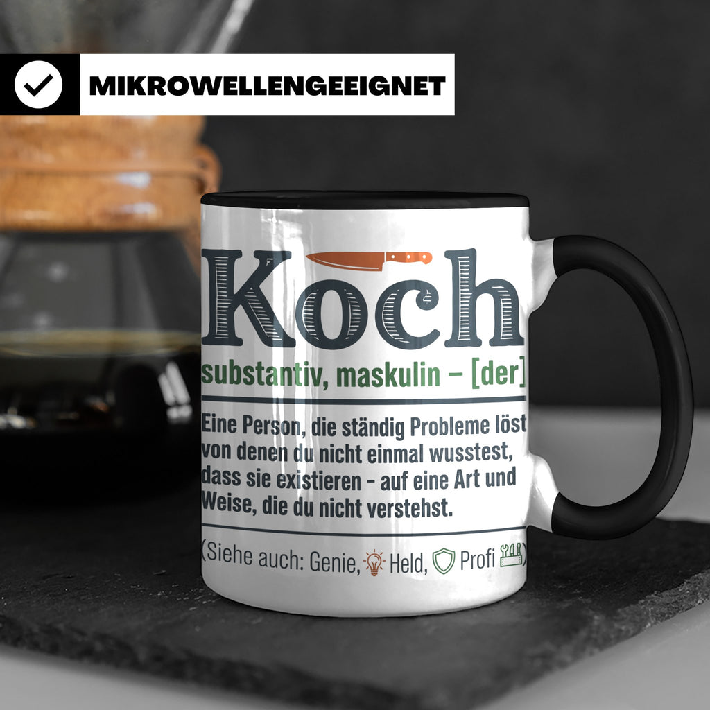 Koch Tasse mit lustiger Definition, Geschenk für Chefkoch, K – Schwarz [farbe:schwarz]