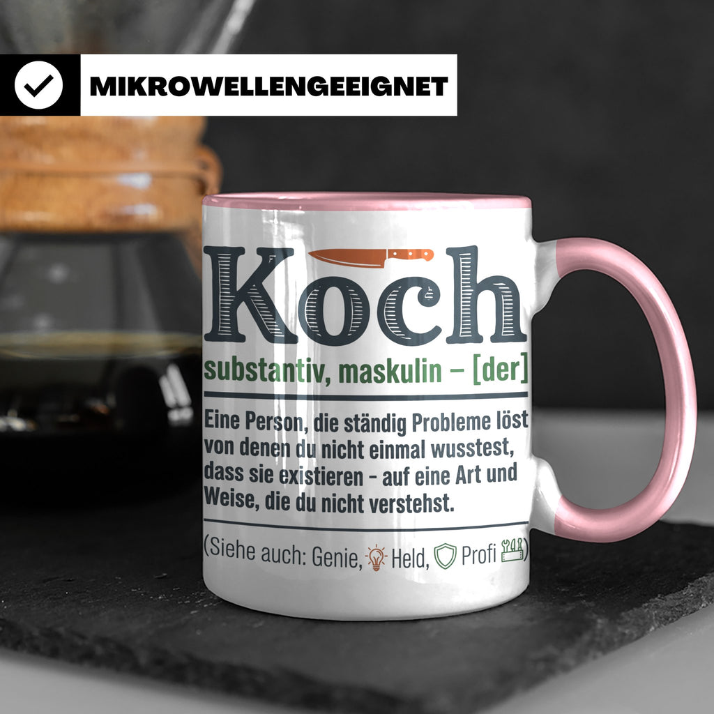 Koch Tasse mit lustiger Definition, Geschenk für Chefkoch, K – Rosa [farbe:rosa]