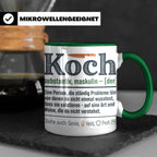 Koch Tasse mit lustiger Definition, Geschenk für Chefkoch, K – Grün [farbe:grün]