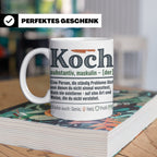 Koch Tasse mit lustiger Definition, Geschenk für Chefkoch, K – Weiß [farbe:weiß]