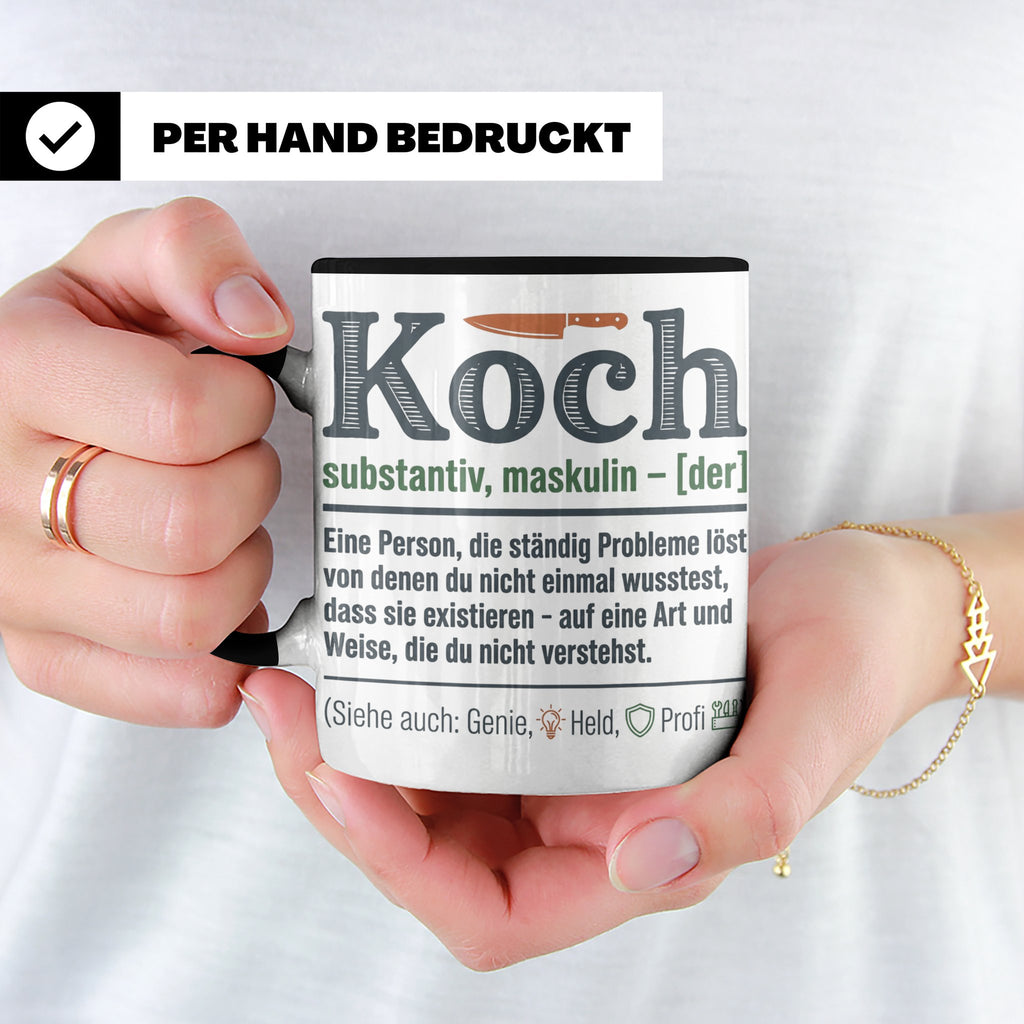 Koch Tasse mit lustiger Definition, Geschenk für Chefkoch, K – Schwarz [farbe:schwarz]