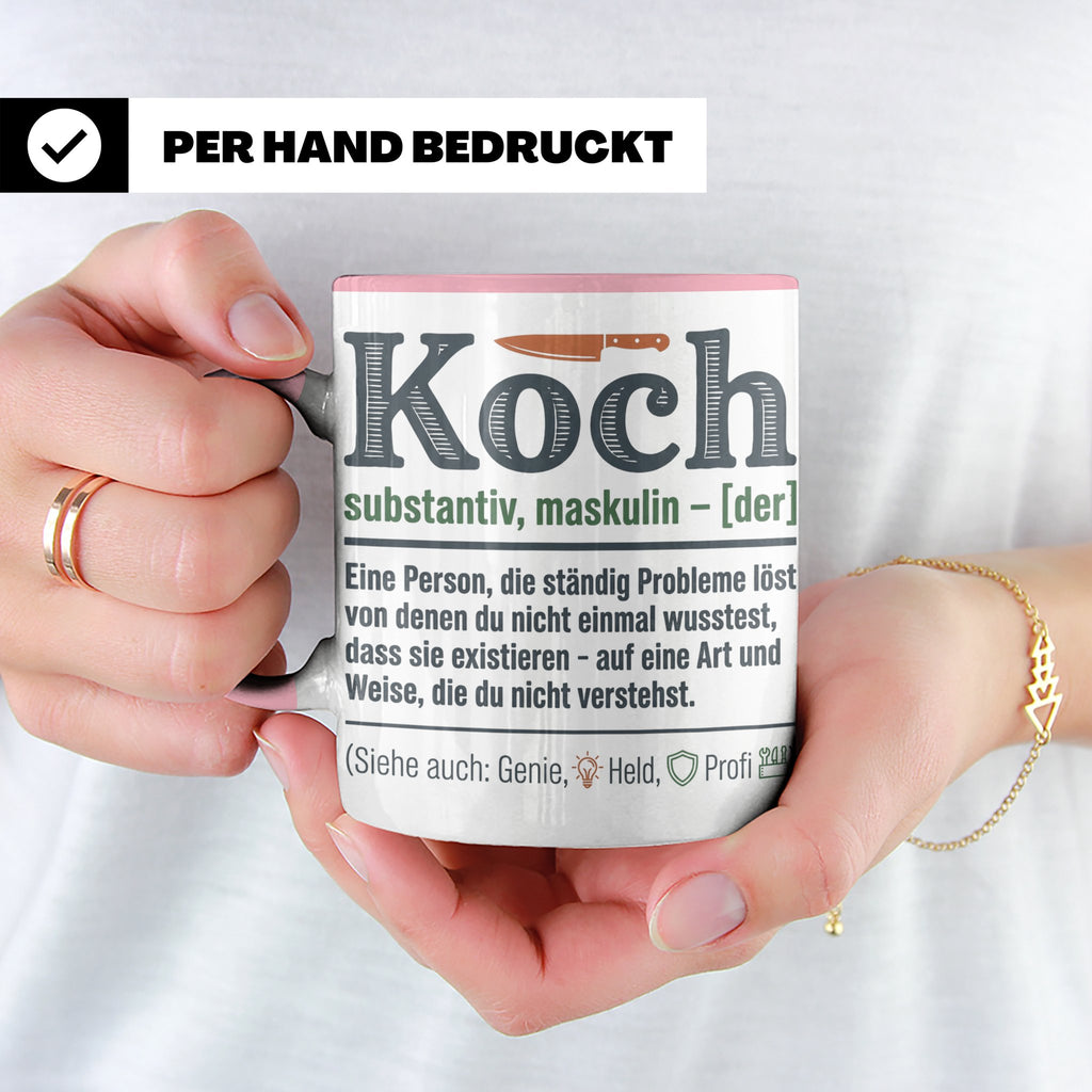 Koch Tasse mit lustiger Definition, Geschenk für Chefkoch, K – Rosa [farbe:rosa]