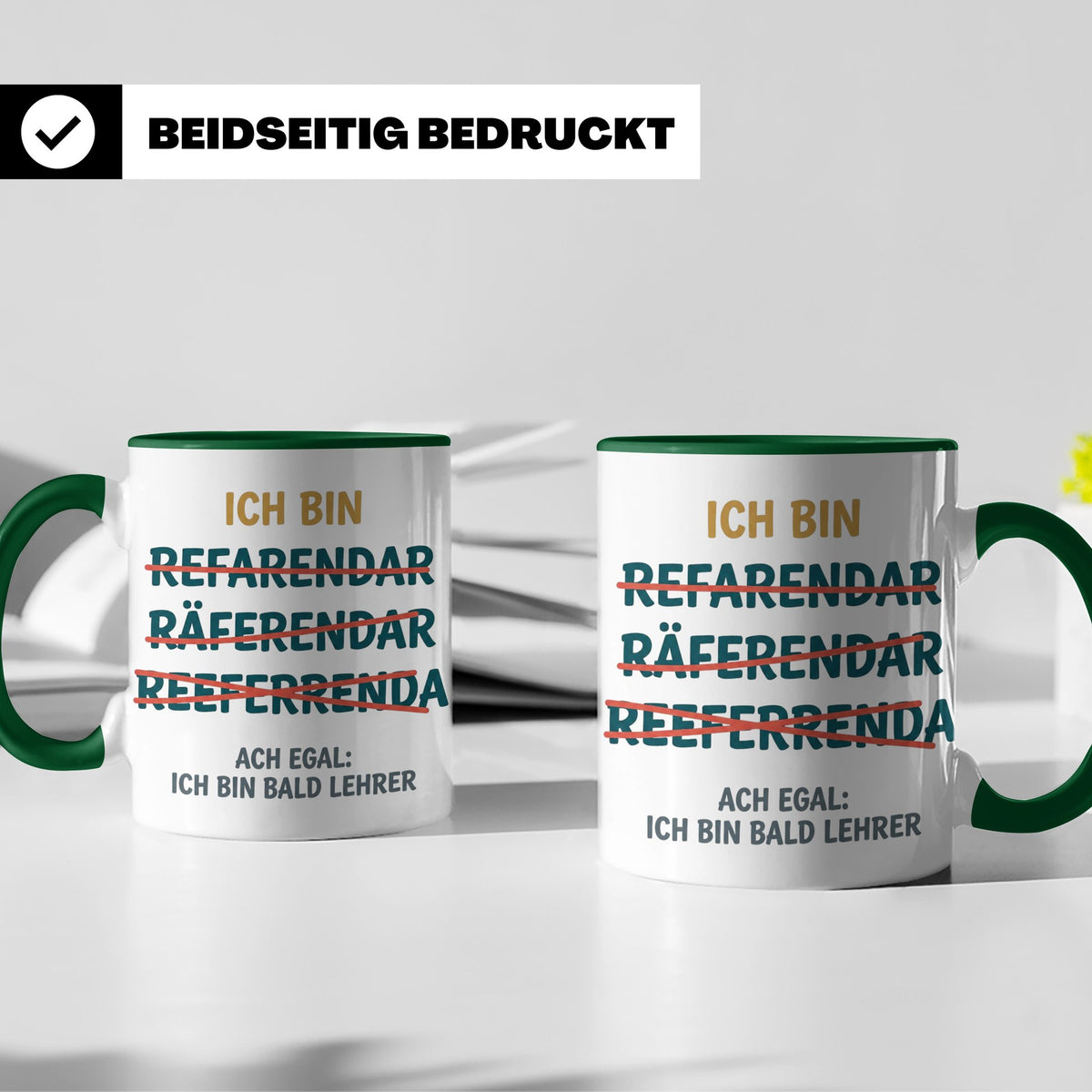 Referendar Tasse lustig Rechtschreibung, Geschenk für Lehram – Grün [farbe:grün]