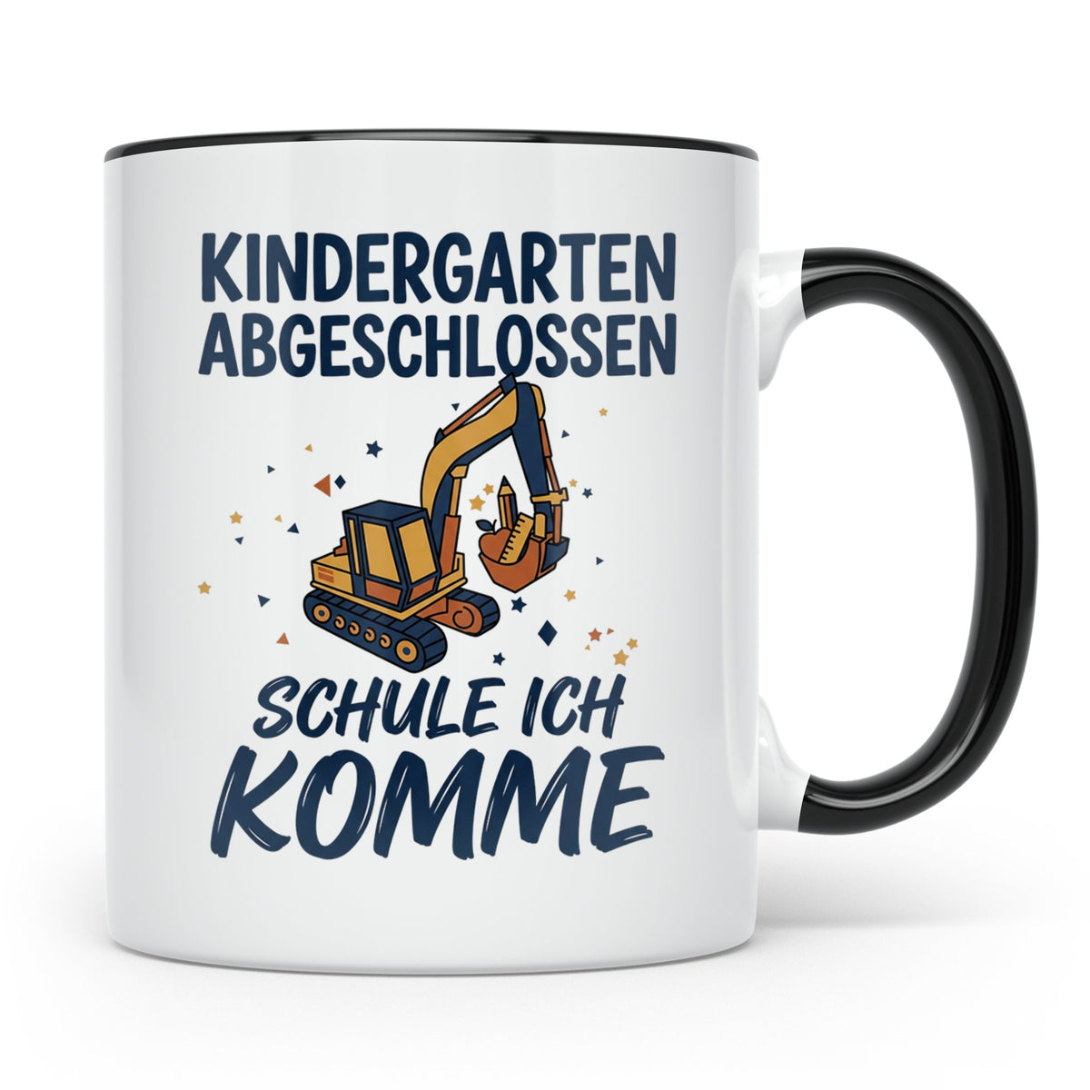 Einschulung Tasse Junge Bagger Kindergarten Abschluss Gesche – Schwarz [farbe:schwarz]