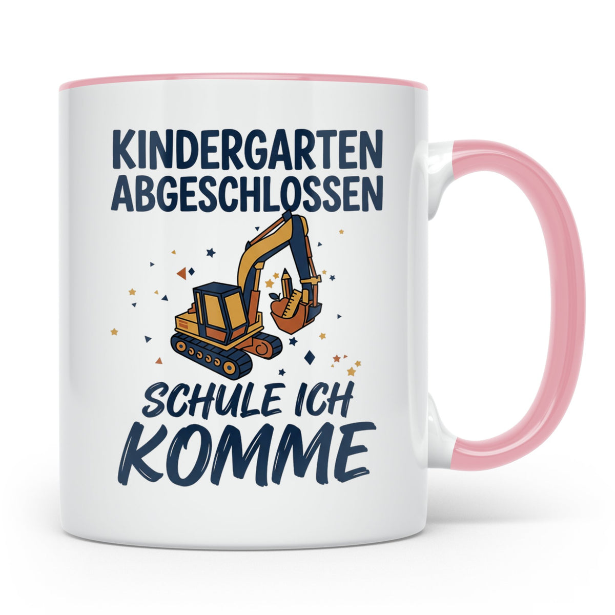 Einschulung Tasse Junge Bagger Kindergarten Abschluss Gesche – Rosa [farbe:rosa]