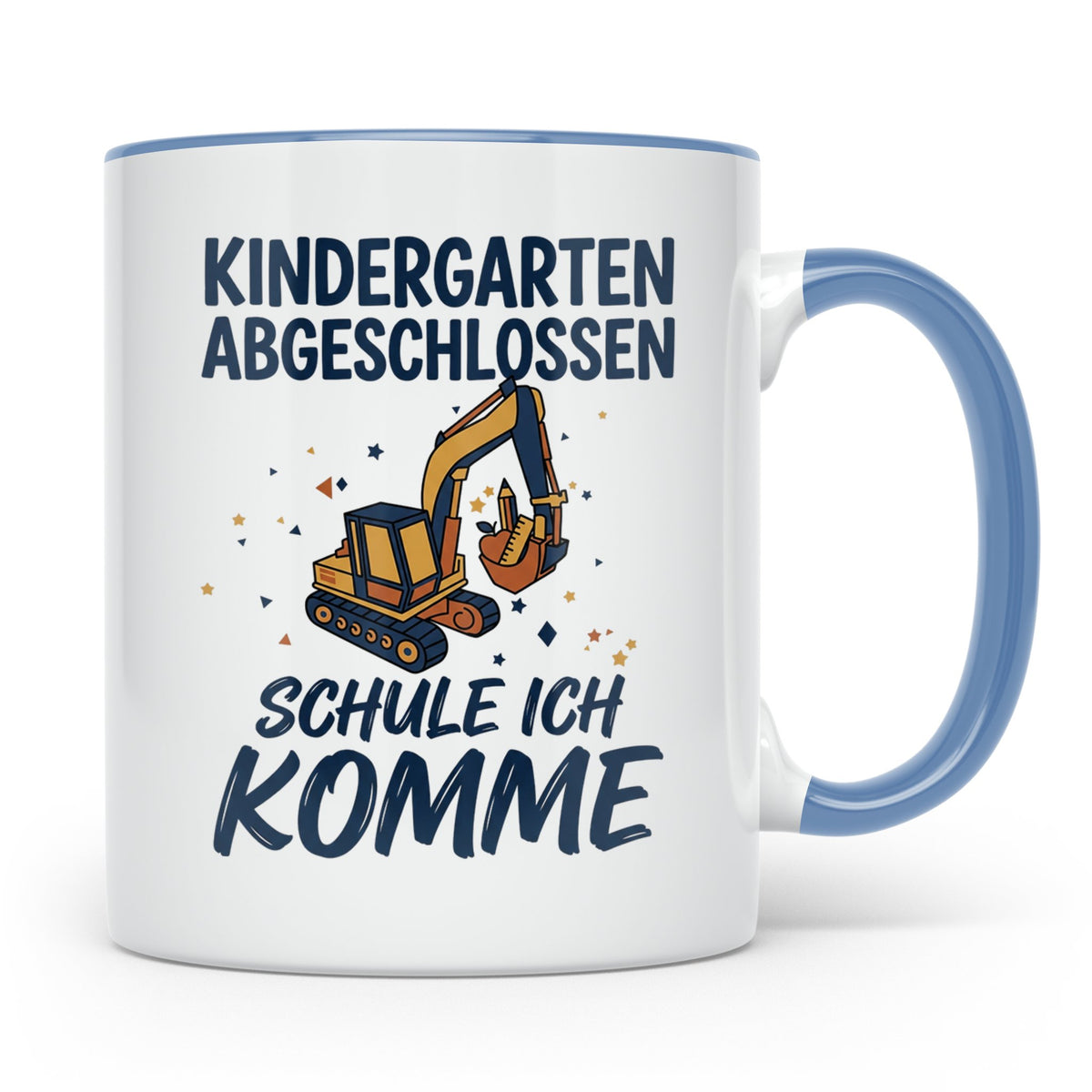 Einschulung Tasse Junge Bagger Kindergarten Abschluss Gesche – Blau [farbe:blau]