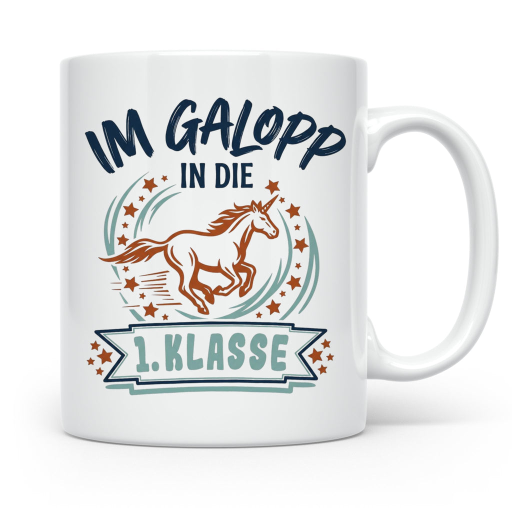 Tasse 1. Klasse Mädchen Einhorn Einschulung Geschenk zum Sch – Weiß [farbe:weiß]