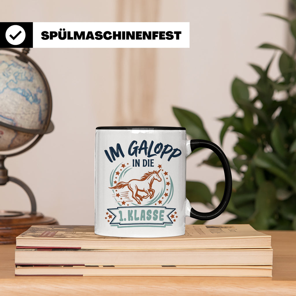 Tasse 1. Klasse Mädchen Einhorn Einschulung Geschenk zum Sch – Schwarz [farbe:schwarz]