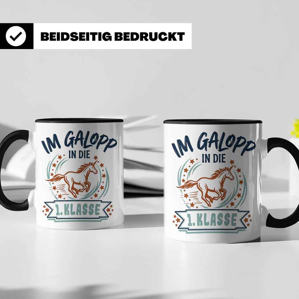 Tasse 1. Klasse Mädchen Einhorn Einschulung Geschenk zum Sch – Schwarz [farbe:schwarz]