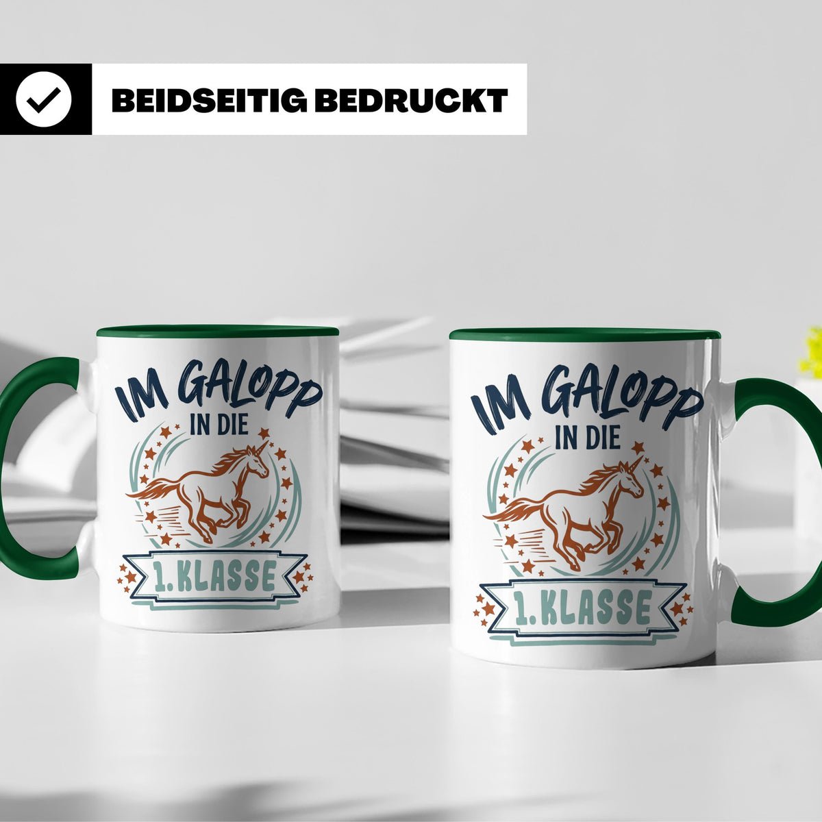 Tasse 1. Klasse Mädchen Einhorn Einschulung Geschenk zum Sch – Grün [farbe:grün]
