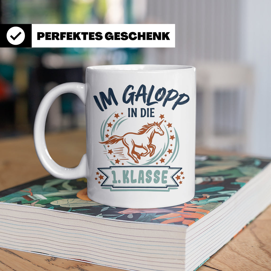 Tasse 1. Klasse Mädchen Einhorn Einschulung Geschenk zum Sch – Weiß [farbe:weiß]