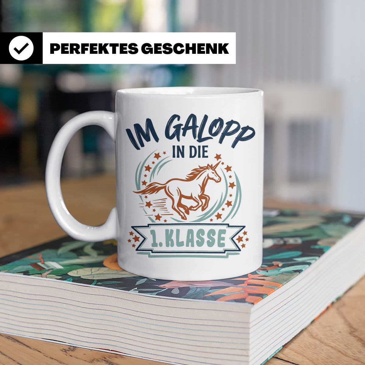 Tasse 1. Klasse Mädchen Einhorn Einschulung Geschenk zum Sch – Weiß [farbe:weiß]